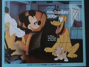 TOGO-WALT DISNEY-CARTOON -PLUTO'S 50TH ANNIVERSARY -MNH S/S-VERY FINE