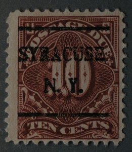 United States #J65 VG Good Color (Pre?)Cancel SYRACUSE N.Y. Deep Claret Bright