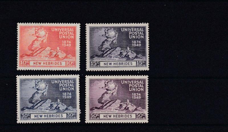 NEW HEBRIDIES  1949  UNIVERSAL POSTAL UNION SET OF FOUR  M H