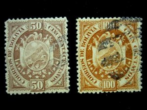 BOLIVIA - SCOTT# 45,46 - USED - CAT VAL $60.00