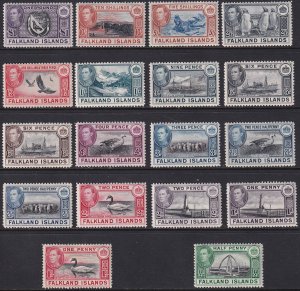 1938 - 1946 Falkland Island KGVI complete set ML-LMH Sc# 84 / 96 CV $361.20