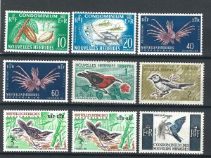 New Hebrides (French) 9 Different MNH  VF 1963-67 SCV $78.70