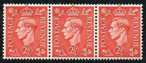 Spec Q15ba 2 1/2d Pale Scarlet SG507 U/M Strip 3 Variety Damaged S In Postage