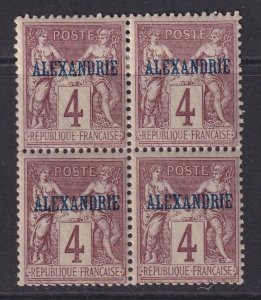 Alexandria (French Offices), Scott 4 (Yvert 4), MNH/HR block of four