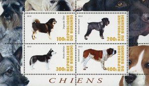 Husky Saint Bernard Stamp Dog Pet Domestic Animal Souvenir Sheet of 4 Mint NH