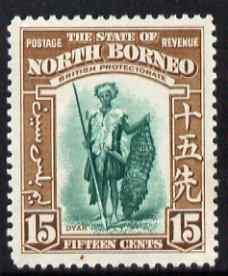 North Borneo 1939 Dyak 15c (from def set) lightly mounted...