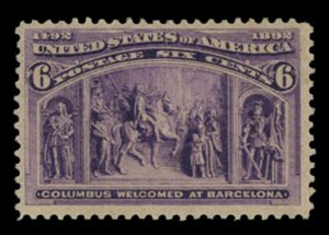 United States, 1893 Columbian Issue #235 Cat$50, 1893 6c purple, hinged