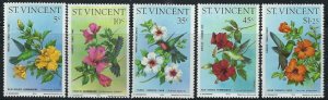 St Vincent 465-69 MNH 1976 Flowers (an2071)