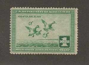 EDSROOM-9527 US RW4 No Gum 1937 Federal Duck Stamp CV$85