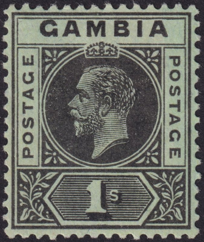 Gambia 1912 #81 vf mh; 1sh Black on Green