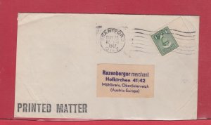 War Issue 1c printed matter to AUSTRIA Canada cover 1947