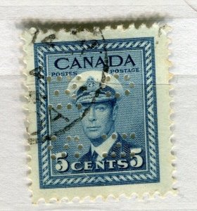 CANADA; 1942-48 early GVI issue OFFICIAL PERFIN issue fine used 5c. value