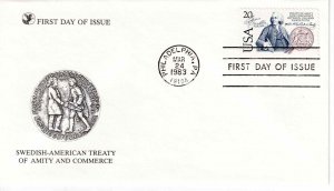 US Scott #2036, First Day Cover 3/24/83 Philadelphia Single Swedish-American