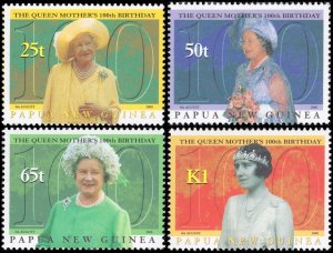 Papua New Guinea 2000 Sc 880-883 Queen Mother 100th Birthday CV $3.50