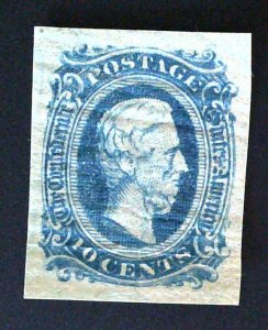 Scott CSA #11b - 10c Dark Blue - Jefferson - Unused - 1863-64