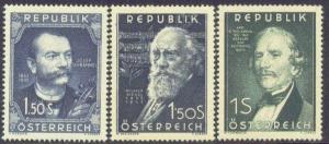 AUSTRIA  577-79 MINT OG 1951-52  PORTRAITS CV $18.25