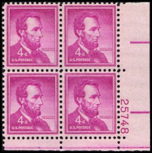 US #1036a LINCOLN MNH LR PLATE BLOCK #25748