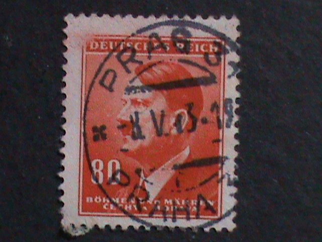 ​CZECHOSLOVAKIA-1942 SC#67 ADOLF HITLER- BOHEMIA & MORAVIA-FANCY CANCEL VF