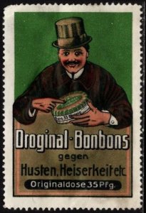 Vintage Germany Poster Stamp Droginal Sweets For Coughs, Hoarseness Etc.