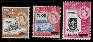 Virgin Islands Scott 173-175 MNH** 1966 QE2 Surcharged stamp set