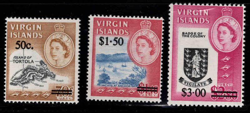 Virgin Islands Scott 173-175 MNH** 1966 QE2 Surcharged stamp set