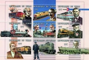 Chad 1998 TRAINS AMERICAN RAILROADS Sheet Perforated Mint (NH)