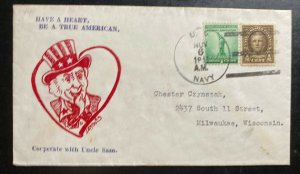 1911 US Navy Patriotic Cover To Milwaukee WI Usa Have A Hearth Be A True America