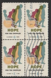 SC# 1385 - (6c) - Hope for Crippled Children, used block of 4