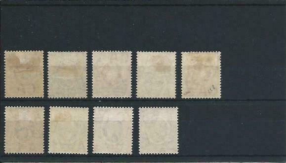 KUT 1907-08 SET OF NINE MM SG 34/42 CAT £110