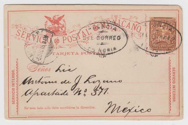 MEXICO 1895 PS MEPSI PC65 CARD AGENCIA DEL CORREO EN NORIA PMK SCHIMMER GRNTEE 