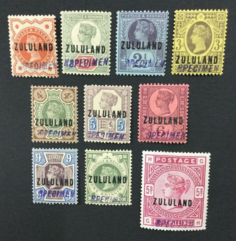 MOMEN: ZULULAND SG #1s-11s SPECIMEN 1888 MINT OG 8NH/2H LOT #191796-699