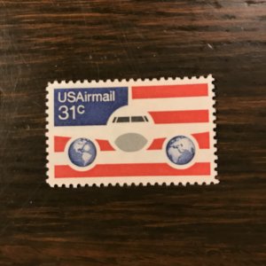 US SCOTT C90 MNH - 25¢ Plane & Globes & Flag (2) - XF/Superb