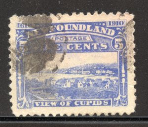 Newfoundland Scott 91a Used H - 1910 5c View of Cupids, Perf 12 - SCV $7.50