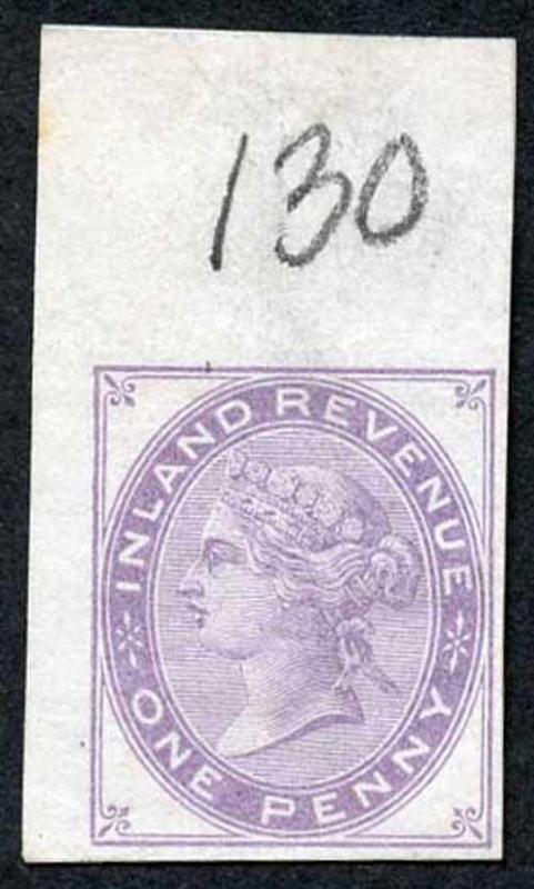 1d Lilac Postal Fiscal SGF20-22 Imprimatur Plate 130