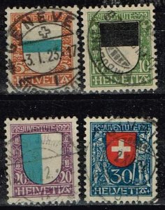 Switzerland 1922,Sc.#B21-4 used Pro Juventute: Coat of arms