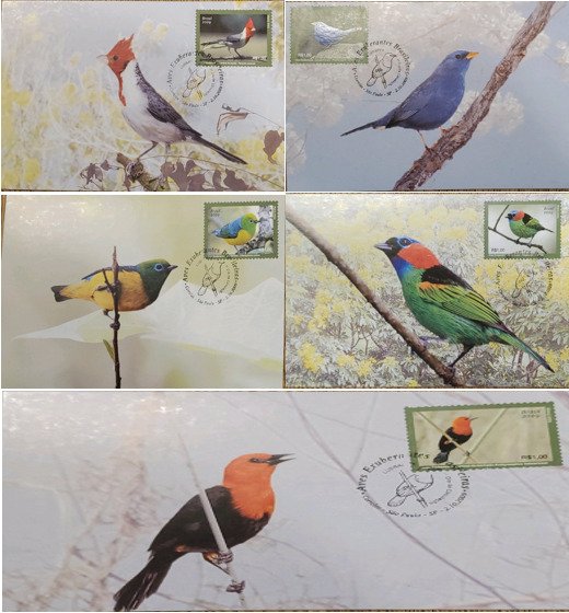 A) 2009, BRAZIL, LUSH BIRDS, FDC, CRESTED CARDENILLA, COCK OF THE ROCKS GUAYANES