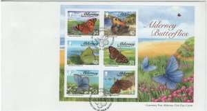 Alderney 2008 FDC Sc 318a Butterflies Sheet of 6