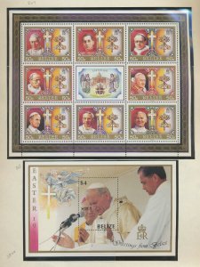 BELIZE - Scott 807-808 - MNH S/S - Easter, Pope, Catholic Church - 1986