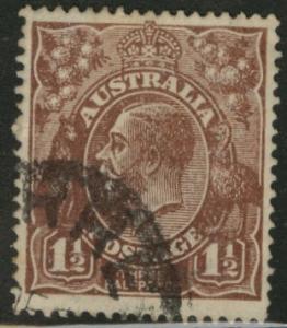 Australia Scott 63a used 1.5p red brn KGV wmk 11 1919 