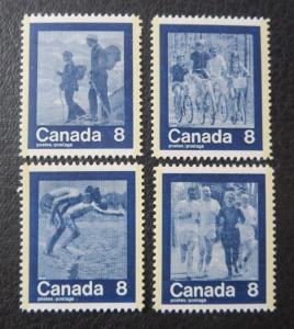 CANADA Sc#629-632 1974 KEEP FIT-SUMMER SPORTS MNH