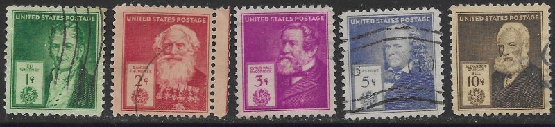 US #889-893 used. Famous Americans  Great stamps.