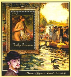 C A R - 2011 - Paintings of P-A. Renoir - Perf Souv Sheet #3 - Mint Never Hinged