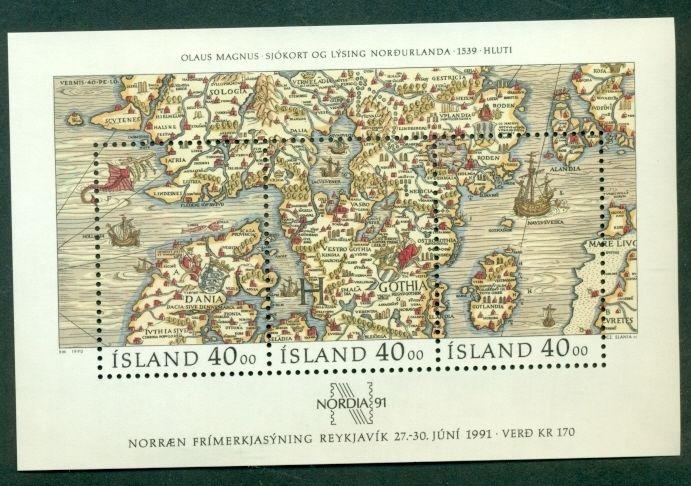 ICELAND #715 Souvenir sheet Maps, og, NH, VF, Scott $12.50