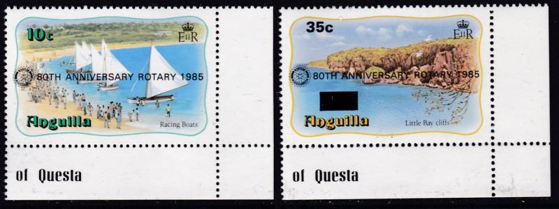 Anguilla 1985 Sailing Boat, Beach Overprinted for Rotary International  XF/NH