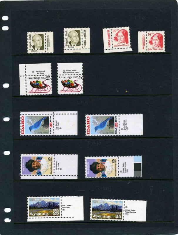 Mint US singles with Use Zip and USPS logo small collection