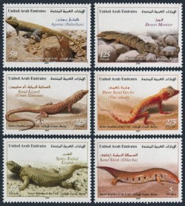 United Arab Emirates 802-807, MNH. Reptiles 2005. Agama, Desert monitor, Lizards