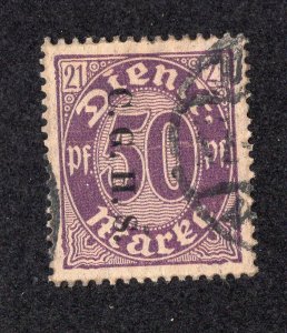 Germany Prussia 1920 50pf brown lilac on buff Official, Scott OL14 used