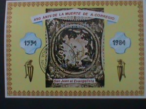 ​NICARAGUA-1984-450TH ANNIVERSARY OF MUERTE-CTO S/S VF-FAMOUS PAINTING