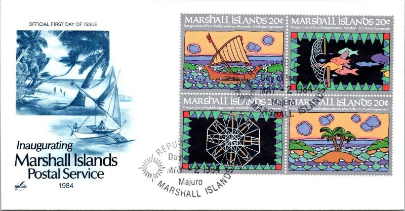 Marshall Islands FDC 1984 - Inaugurating MI Postal Service - Majuro - F29888 