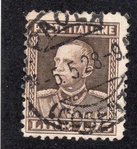 Italy 1927 1.75 l deep brown Emmanuel III, Scott 193 used, value = 30c